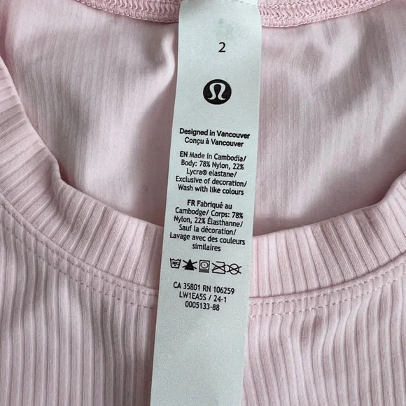 LULULEMON All Aligned Ribbed Midi Dress Size 2 Pastel Pink Nulu Stretch Bodycon - Picture 2 of 7